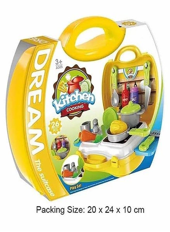 Toy Vibes Plastic Cooking Pretend Play Kit with Toy Briefcase Set of 26 (Yellow) - Image 4
